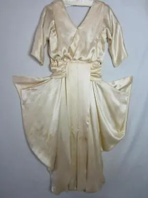 *True Antique 1920's Wedding Dress Ecru Liquid Satin Panniers Early Art Deco • $110