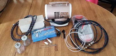 Vintage Binks 34-2025 Diaphragm Compressor + Paasche VL3 Airbrush +hose LOT Used • $199.99