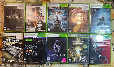 $25 • Buy 10 Xbox 360 Video Games Resident Evil Halo Mortal Kombat Mass Effect Batman More