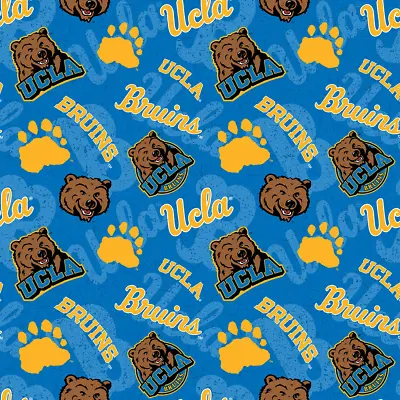 California Los Angeles UCLA Bruins Cotton Fabric Tone On Tone Print-By The Yard • £17.34