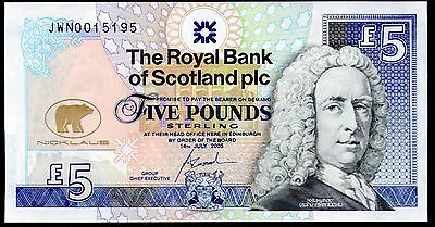 2005 The Royal Bank Of Scotland Plc £5 Pounds Jack Nicklaus Money Banknote UNC • £32.90