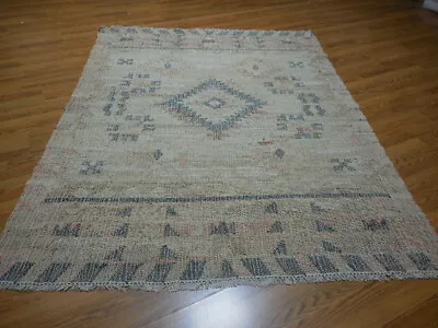 Turkish Rug Turkish Killim RugHandmade Geometric Orinetal Kilim Rug 4.3x5.9 Ft • $0.99