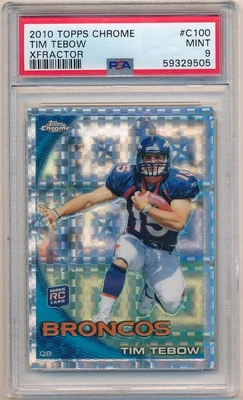 $11.50 • Buy Tim Tebow 2010 Topps Chrome #100 Rc Rookie Xfractor Broncos Sp Psa 9 Mint