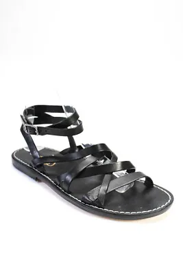 Sam Edelman Womens Meriai Flat Leather Strappy Gladiator Sandals Black Size 8.5 • $40.81