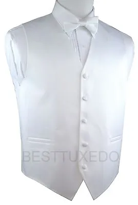 Boy's 2 - Men's 6XL. Satin White Formal Dress Tuxedo Vest Set. Wedding Prom • $19.89