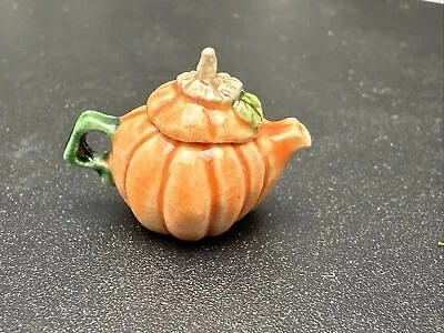 Vintage Miniature Dollhouse Artisan V. CASSON France Pumpkin Figural Teapot OOAK • $45