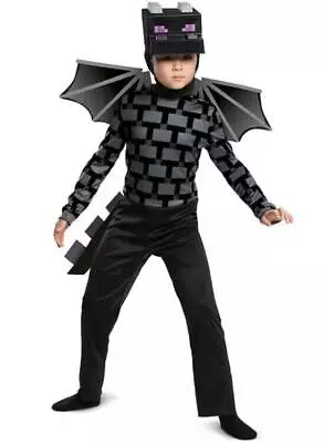 Boys Minecraft Ender Dragon Black 4 Pc Jumpsuit Mask Halloween Costume- 7/8 • $25