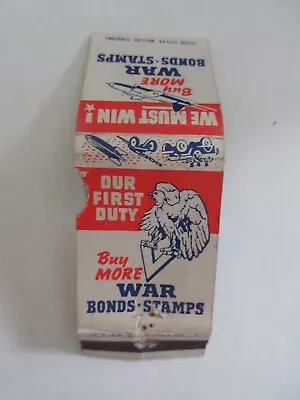 Vintage 1940s We Must Win Buy More War Bonds Stamps Book Of Matches Matchbook • $9.99