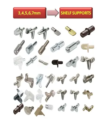 Strong Shelf Supports Pegs Pins Plug Stud 34567mm Kitchen Cupboard Cabinet  • £3.49