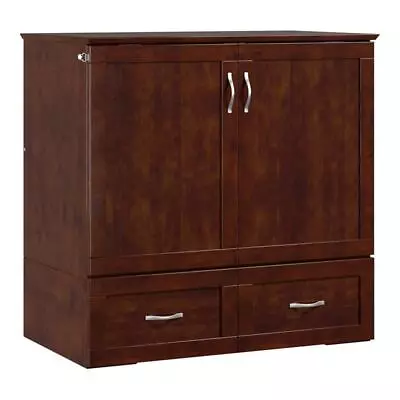 Bowery Hill Wood Twin Extra Long Murphy Bed Chest In Walnut • $1278.99