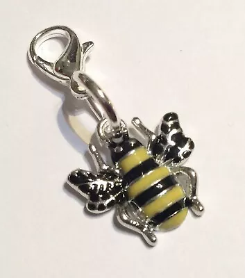 Silver MANCHESTER WORKER BEE Enamel Zip Pull Charm Clip-On Zipper Handbag Bag • £4.49