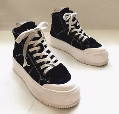 Windsor Smith Seoul Women's Size US 8/39 Black Canvas Lace Up Platform Sneakers • $59.99