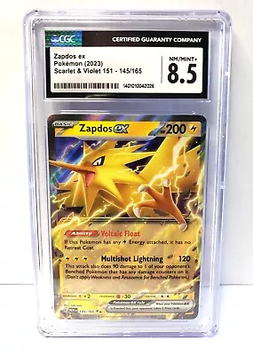 Pokémon TCG - Zapdos EX - 145/165 - Double Rare - Scarlet & Violet 151 - CGC 8.5 • $17.09