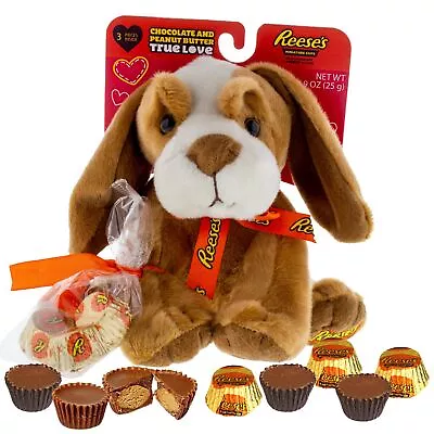 Valentines Day Dog Puppy Plush With Reese's Peanut Butter Cups Vday Gift For • $12