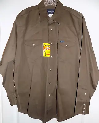 NWT Wrangler Cowboy Cut Men's XL Brown Pearl Snap Closure Western Rodeo Shirt • $49.60
