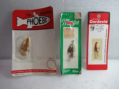 3  Vintage Fishing Lures Mepps Aglia Dardevle Skeeter Butternut Island Phoebee • $17.99