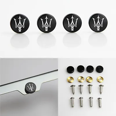 Laser Etched Black Aluminum Maserati License Plate Frame Bolt Fastener Screw Cap • $13.99