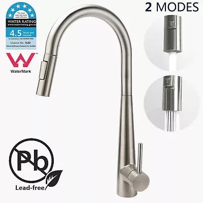 2-Mode Spray Kitchen Mixer Tap Pull Out Brushed Sink Laundry Swivel Faucet WELS • $115.10