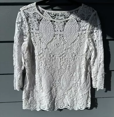 J. Jill Sz S Off White Crochet Lace Top • $19.99