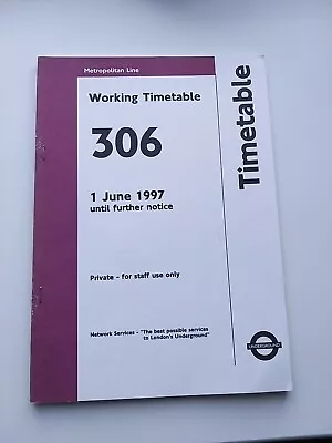 01 Jun 1997 Metropolitan Line London Underground Timetable London Transport  • £7.50