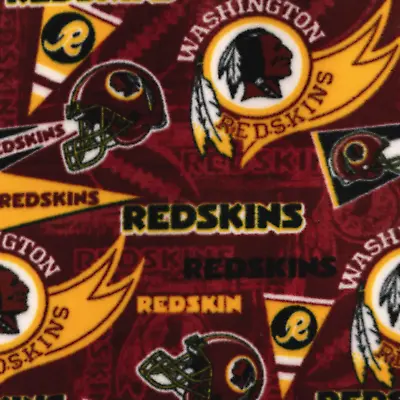 Washington Football Team Old Redskins Logo FLEECE Fabric Vintage Print BTY 58 W • $39.99