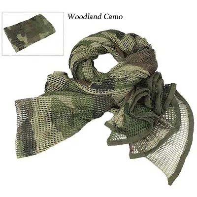 Mesh Tactical Scarf Military Camouflage Scarf Sniper Face Veil Camping Hunting • £10.20