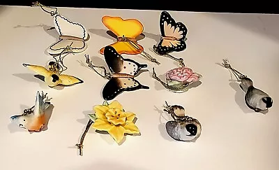 Lenox Spring Ornaments Miniature Butterfly Birds Flowers Ornament Set Of 10 • $295