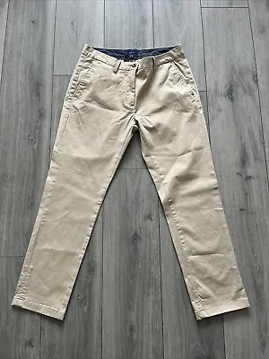 GANT Womens Beige Chino Trousers Size 14 Straight Leg Cotton Excellent Condition • £19.99