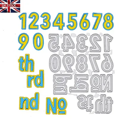 Double Cut Metal Cutting Dies Numbers Set + Th St Rd Nd No Card Making  A4 • £5.14