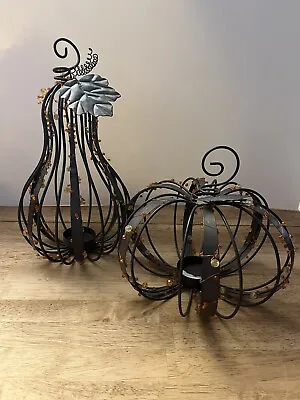 Metal Pumpkin Set Candleholder  Home Decor FALL • $20