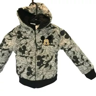 Disney Store Mickey Mouse Kids Hooded Fleece Lined Sweater Jacket Size 4T • $20