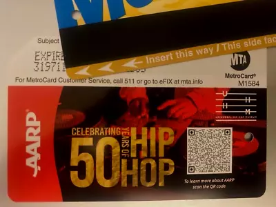 AARP Celebrating 50 Years Of  Hip Hop - The Hip Hop Museum  (THHM) Metrocard • $50