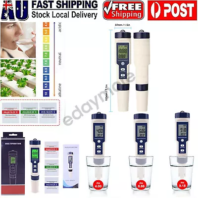 5in1 PH/EC/TDS Meter Salinity Temp Pen LCD Digital Water Quality Monitor Tester • $24.99