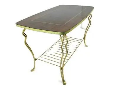 Small Vintage Coffee Table Side Occasional Table Era Eames Retro Funky Brass Woo • £302.45