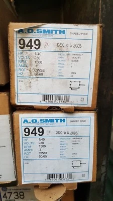 $60 • Buy Century AO Smith 949 Blower Motor, 1/40 HP, Split-Phase, 1500 RPM, 230V