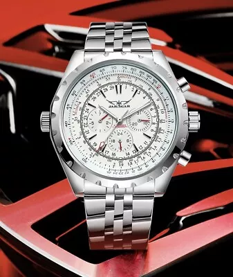 Gents Large Chronograph Automatic Movement Stainless Steel Bracelet Watch • £34.99