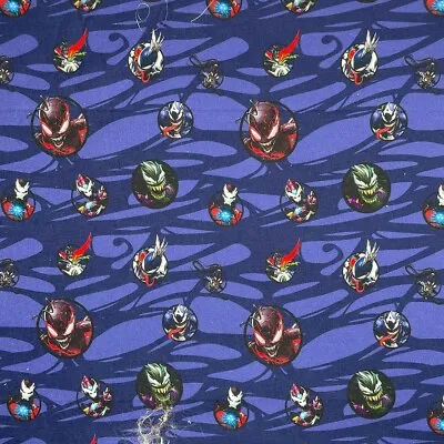 100% Cotton Fabric Digital Marvel Avengers Venom Faces Spiderman 140cm Wide • £5