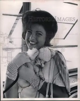 1963 Press Photo Miss Universe Competitor Cheryl Wilburn Hugs Her Dog • $16.99