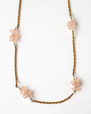Miriam Haskell Rose Quartz And Pearl Necklace  28 Inches Long • $65