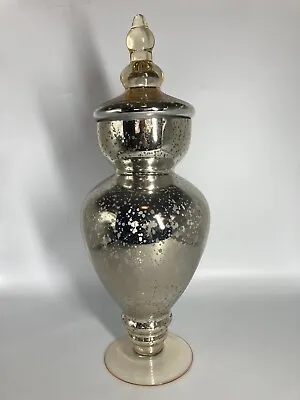 Blown Glass Mercury Glass Apothecary Jar Large No Chips Vintage • $85