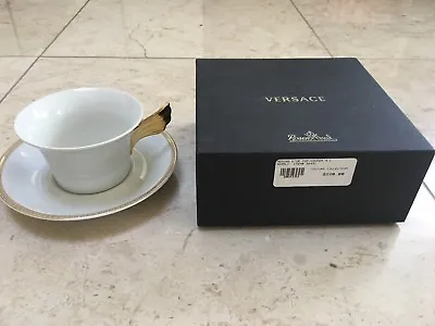 NEW Authentic VERSACE MEDUSA ROSENTHAL WHITE D'OR COFFEE TEA CUP SAUCER SET  AG • $139.85