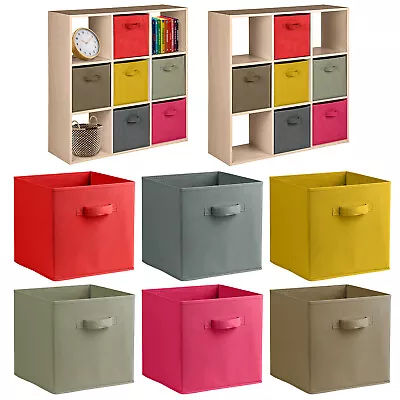 Coloured Woven Folding Storage Boxes Baskets Wardrobe Underbed Clothes Kids Toys • £5.99