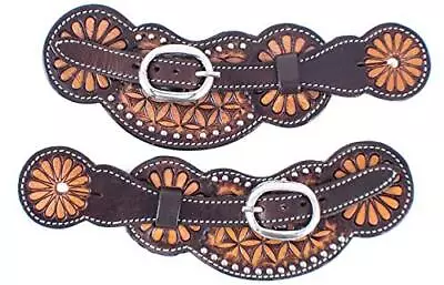 Showman Ladies Floral Tooled Leather Spur Straps • $26.95