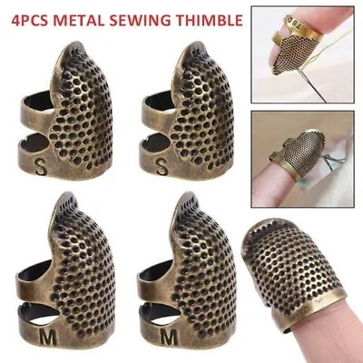 4PCS Sewing Thimble Shield Metal Finger Protector Tool Needle Embroidery DIY • £2.49