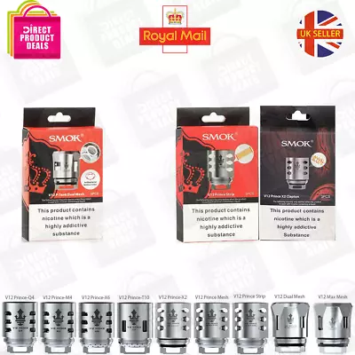 SMOK TFV12 PRINCE Coils | Q4 | M4 | X6 | T10 | DUAL TRIPLE MAX MESH | P-Tank • £9.35