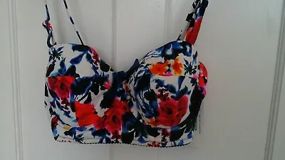 Pour Moi Flamenco Bandeau Longline Padded Underwired Bikini ToP NO STRAPS   32C • £9.95