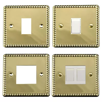 ElekTek Georgian Brass Light Switch Cover Finger Plate No Wiring Single Double • £8.99