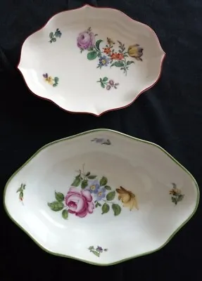 Two Augarten Wien Austria Porcelain Floral Trinket Relish Vanity Side Dishes  • $22