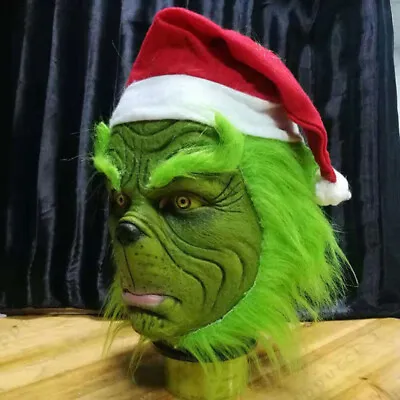 The Grinch Full Head Mask Christmas Santa Xmas Cosplay Stole Costume Mask • $33.99