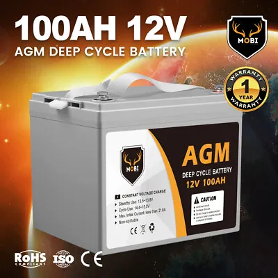 MOBI 100AH 12V AGM Dual Fridge Battery Sealed Amp Hour Deep Cycle Batteries SLA • $209.95